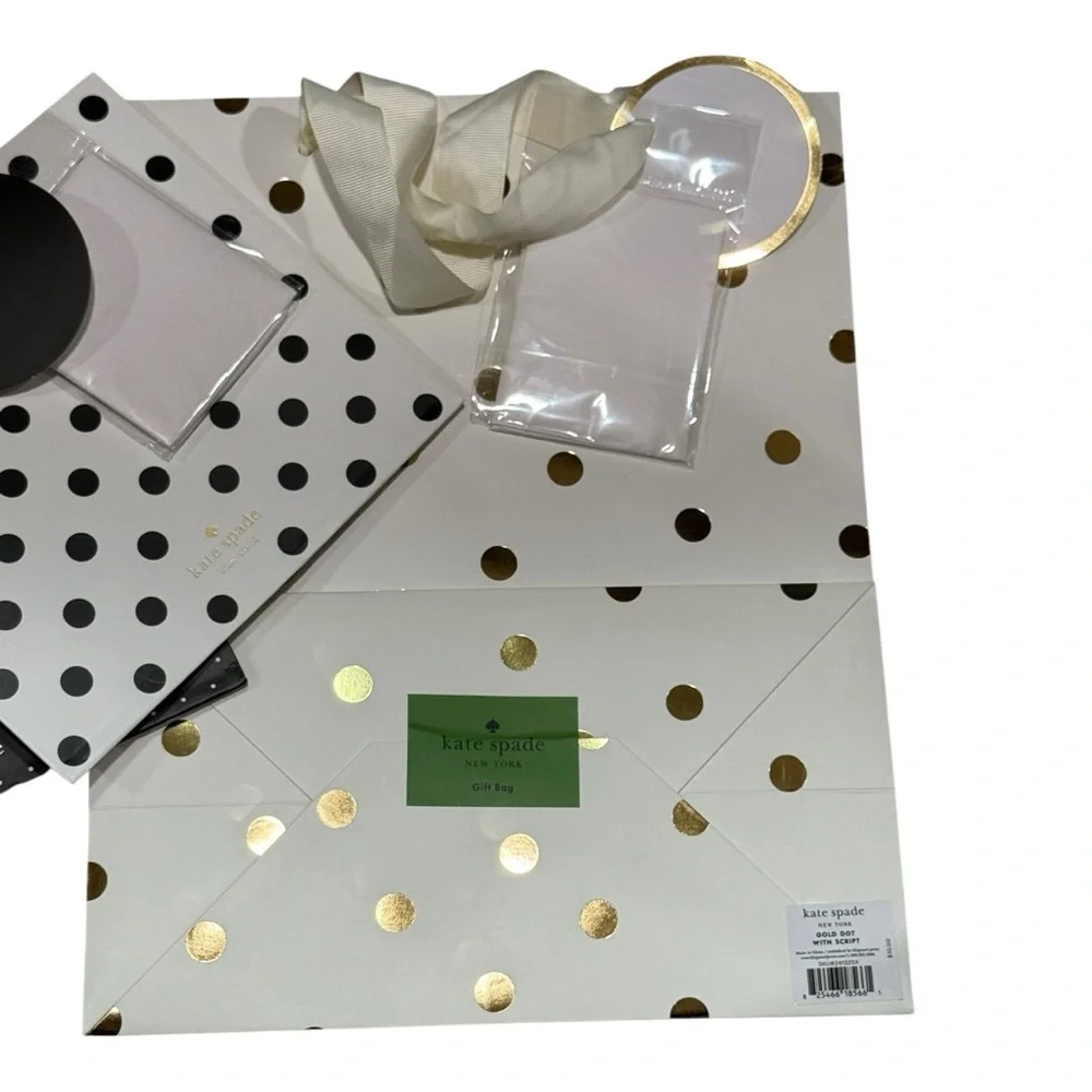 Kate Spade New York Gift Bag Bundle Polka Dot & Stripe Sets w/ Tissue & Tags NWT